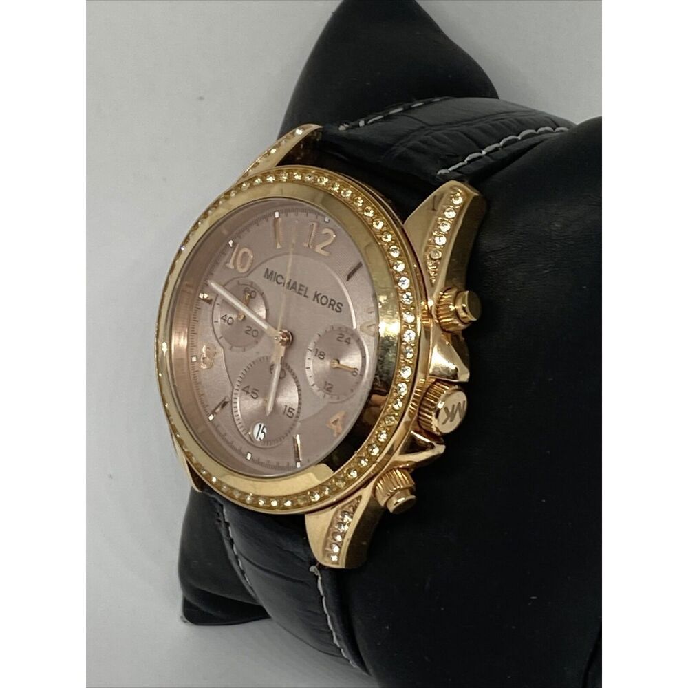Michael Kors Blair MK5943 Women's Black Leather Analog Dial Quartz Watch WO324 - Picture 4 of 12